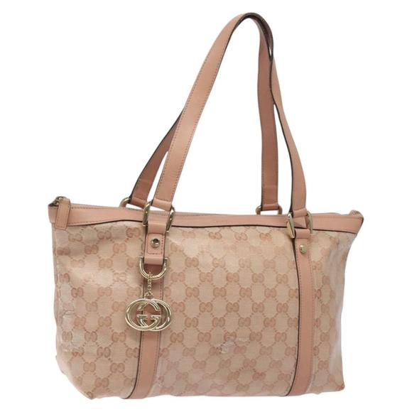 GUCCI GG Crystal Tote Bag Coated Canvas Pink Gold 141470 Auth KD390